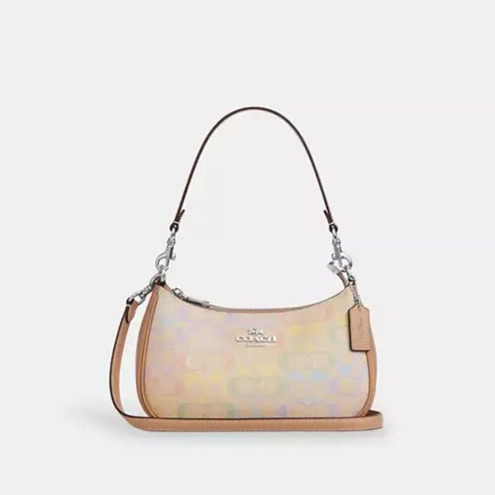 NWT Coach Teri Shoulder Bag In Rainbow Signature Canvas